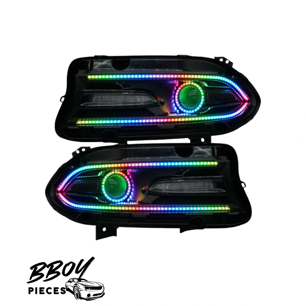 BBOY Pieces — Dodge Charger: V2 RGB Multicolor Flow Series Halo Headlights (2015–2023)