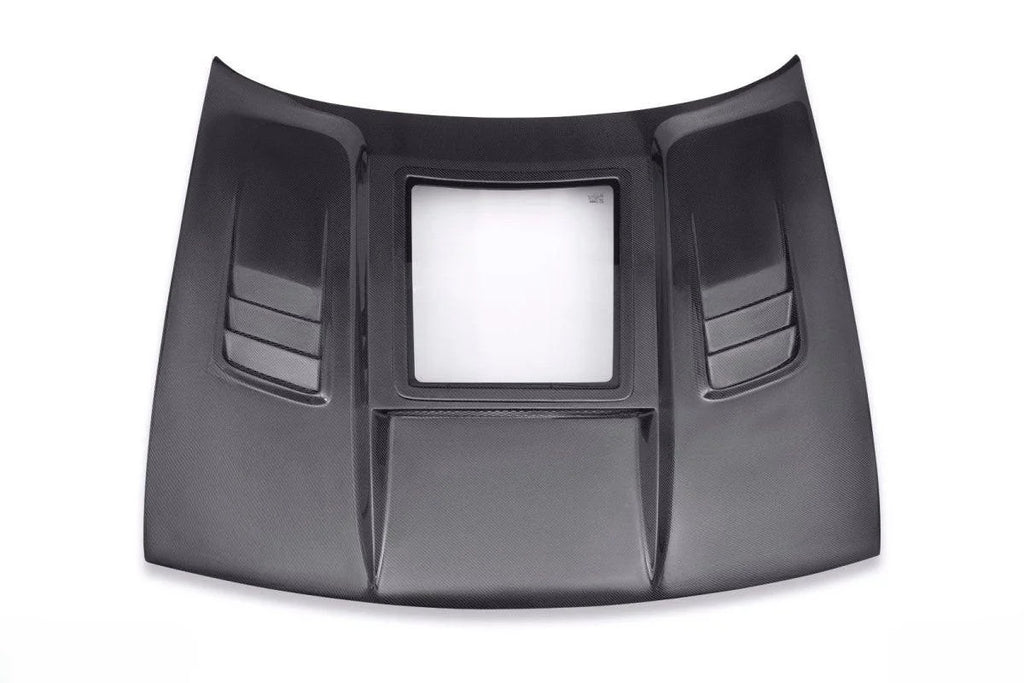Challenger Carbon Fiber Tempered Glass Window See Through Performance Hood
