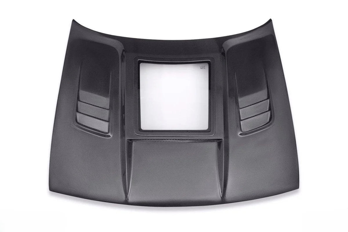 Challenger Carbon Fiber Tempered Glass Window See Through Performance Hood