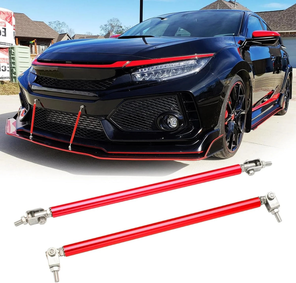 2PCS Carbon Fiber Adjustable Splitter Strut Rods, 15cm Front Lip Strut Rod Bumper Splitter Universal Tie Support Bars (Carbon, 8"-11")
