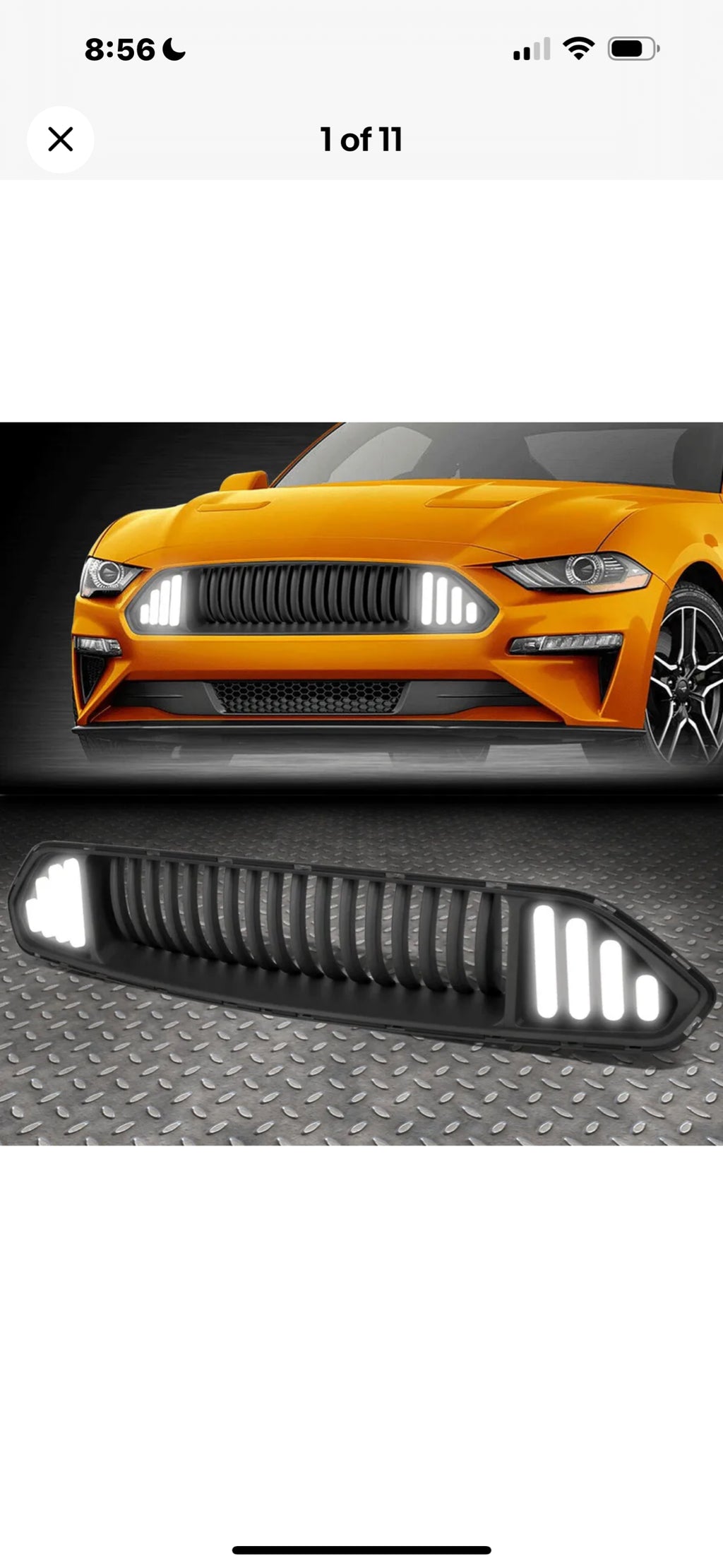 [VERTICAL SLAT]FOR 18-20 FORD MUSTANG FRONT BUMPER UPPER GRILL GRILLE W/ LED DRL