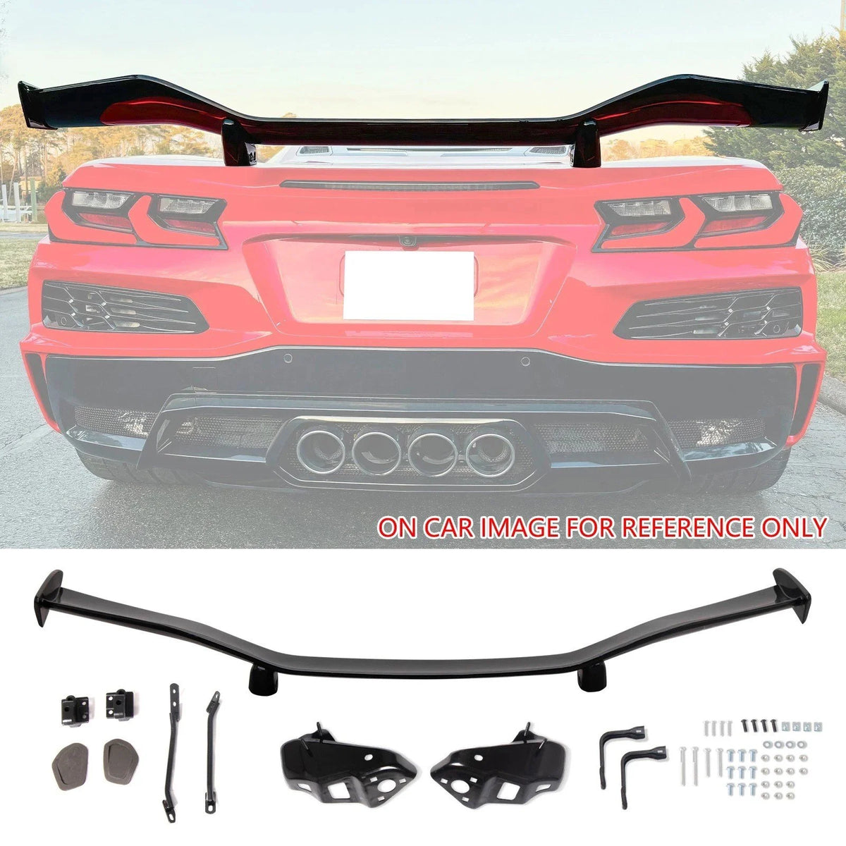 Corvette C8 E-Ray Z06 ZR1 Z07 Pearl Black Trunk Spoiler Kit